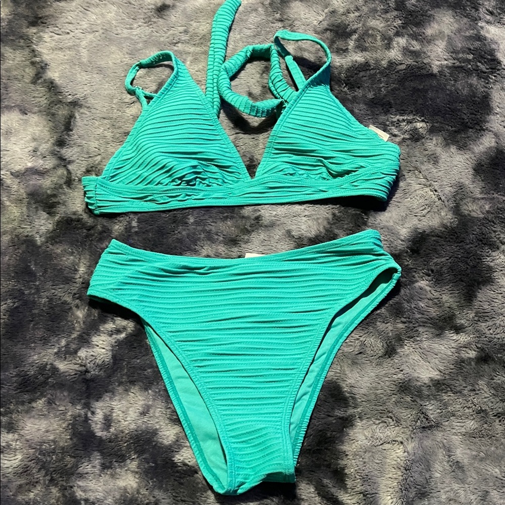No Boundaries Green Teal Bikini Set